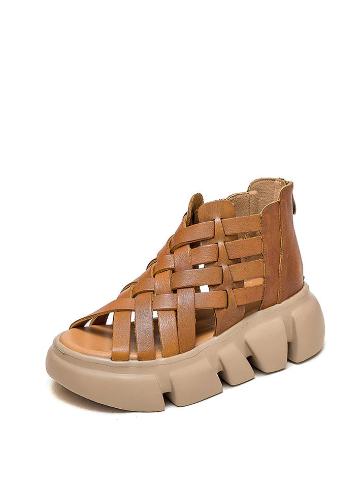 Women Summer Leather Weave Platform Sandals