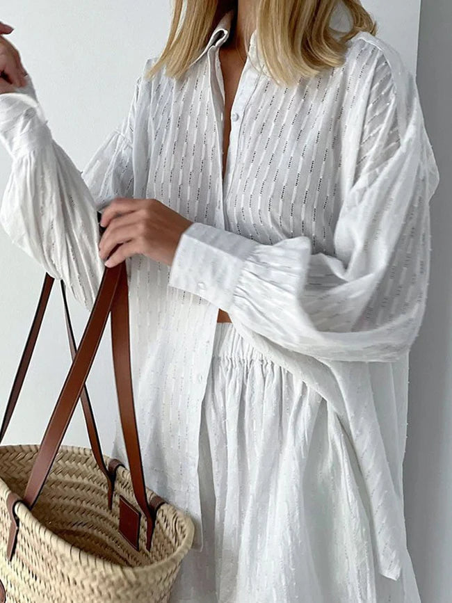 Loose Casual Puff Sleeve Suit