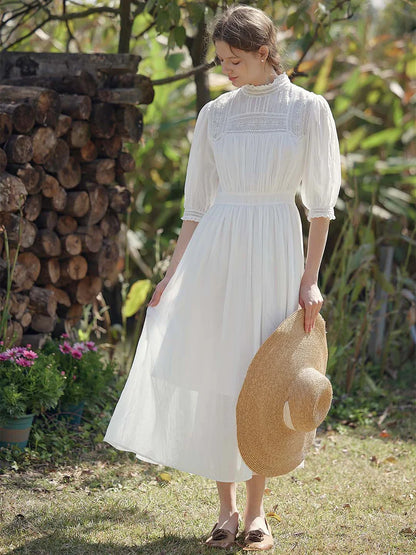 White Lace Panelled Dress