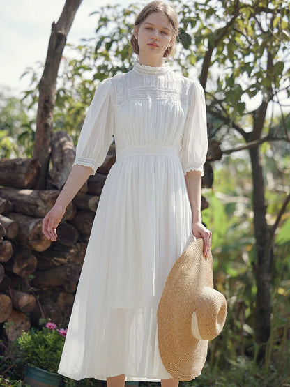 White Lace Panelled Dress