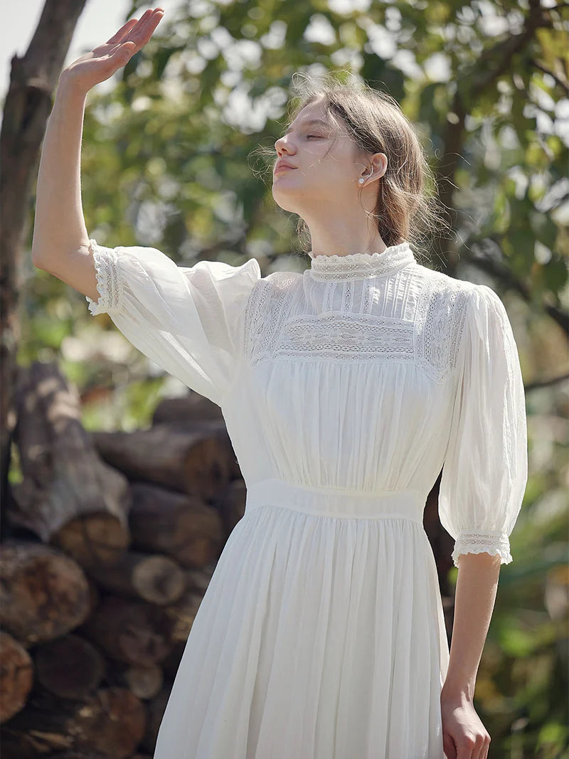 White Lace Panelled Dress