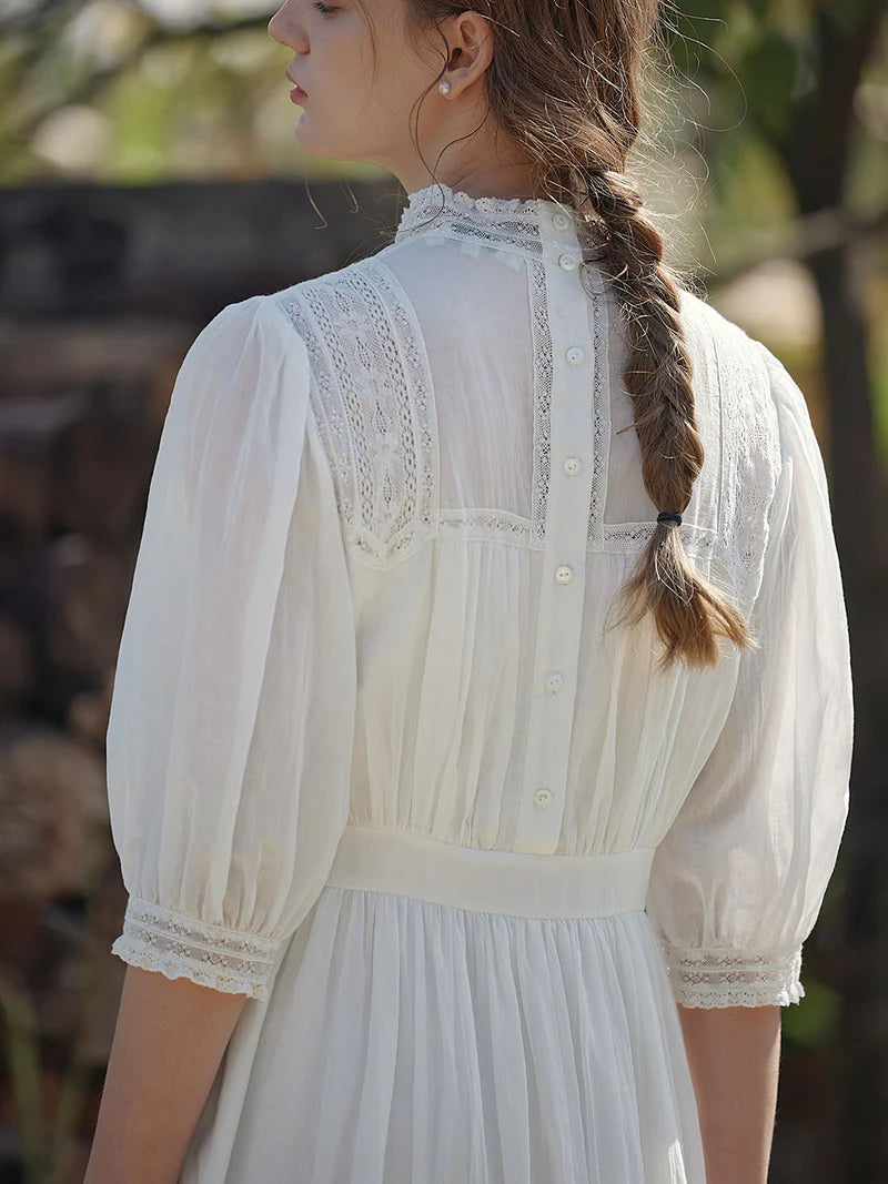 White Lace Panelled Dress