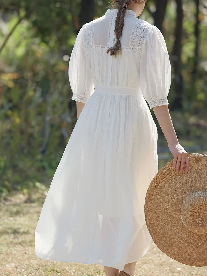 White Lace Panelled Dress