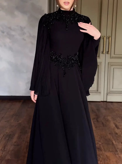 🔥Last Day 49% OFF🔥Elegant Black Rhinestone Long Dress