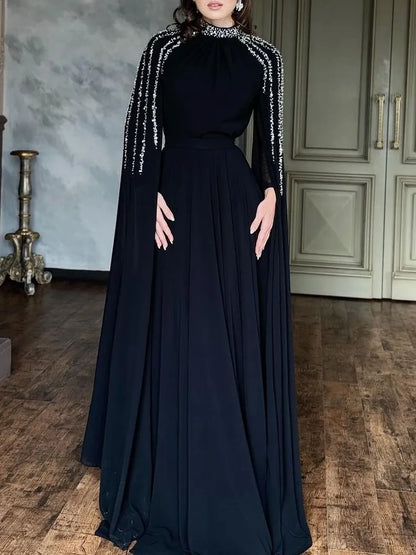 Elegant Sequined Black Long Dress