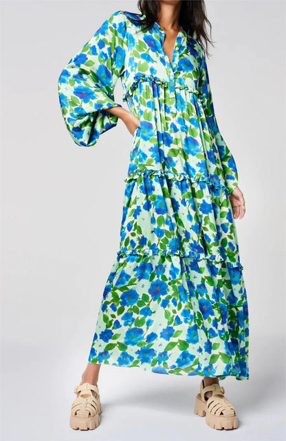 Printed Long Sleeve Maxi Dress