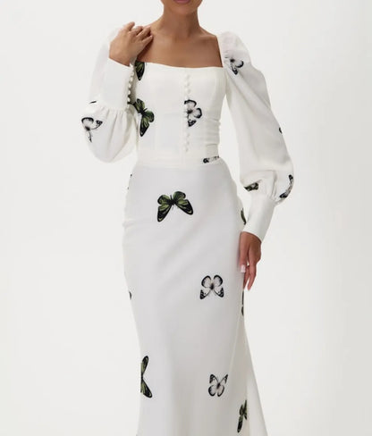 Elegant Printed Midi Dress