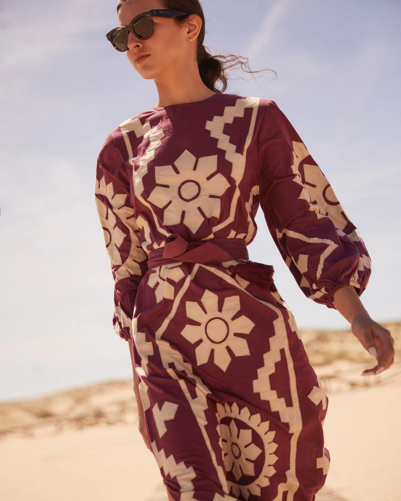 Women's Printed Long Sleeve Tunic Dress