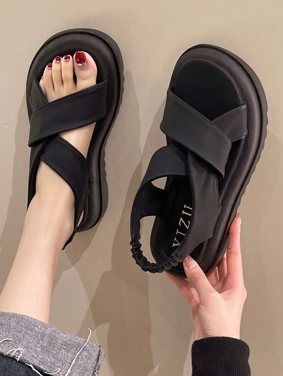 Women Minimalist Flatform Slingback Sandals, Fashion Summer Sandals