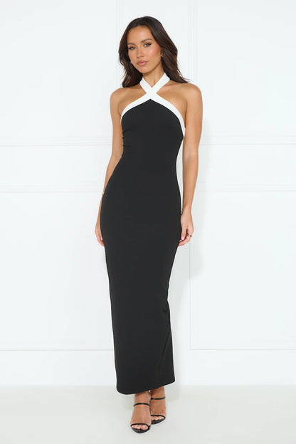 Black Strapless Slim Maxi Dress