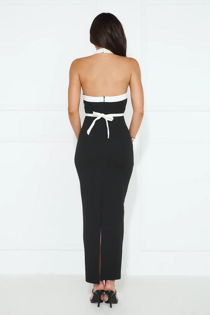 Black Strapless Slim Maxi Dress