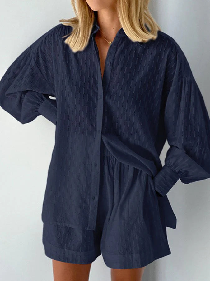 Loose Casual Puff Sleeve Suit