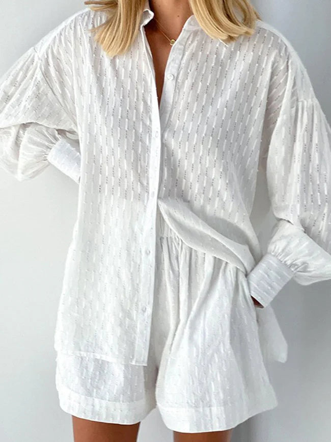 Loose Casual Puff Sleeve Suit