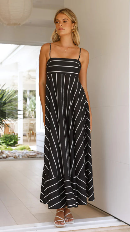 Women Striped Sleeveless Maxi Dress