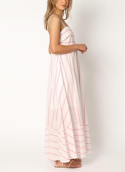 Women Striped Sleeveless Maxi Dress