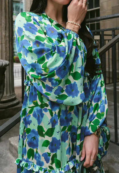 Printed Long Sleeve Maxi Dress