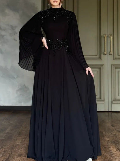 🔥Last Day 49% OFF🔥Elegant Black Rhinestone Long Dress