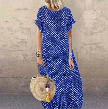 🔥Polka Dot Print Short Sleeve Plus Size Dress1