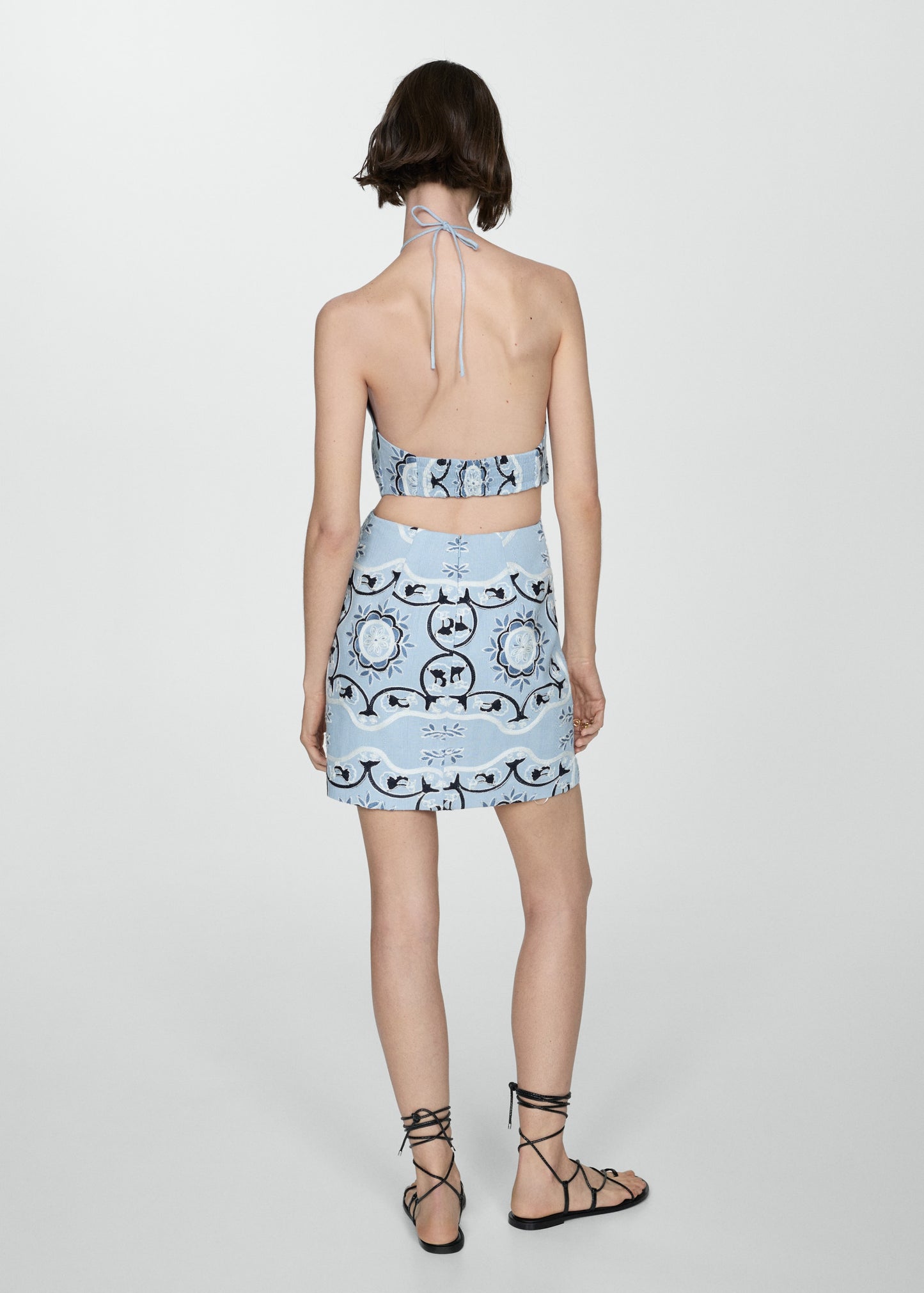 Printed dress with openings