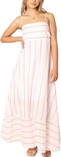 Women Striped Sleeveless Maxi Dress