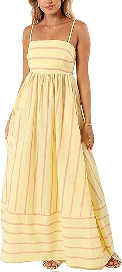 Women Striped Sleeveless Maxi Dress