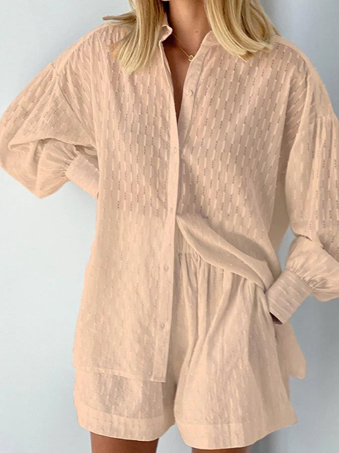 Loose Casual Puff Sleeve Suit