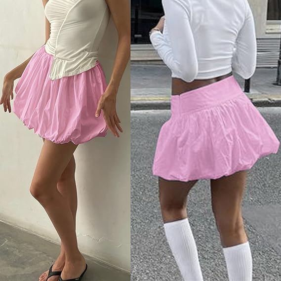 Bubble Skirts for Women Casual Pleated Ruffle skirts