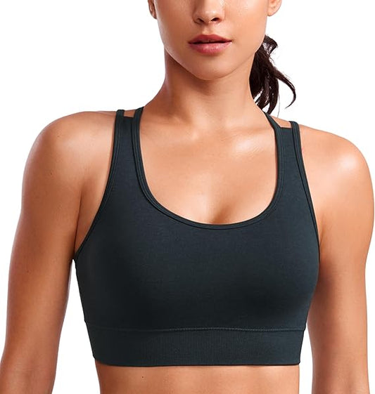 Womens Seamless Strappy Longline Sports Bra