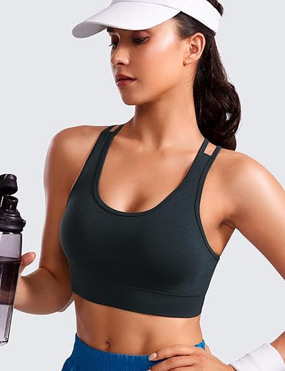 Womens Seamless Strappy Longline Sports Bra