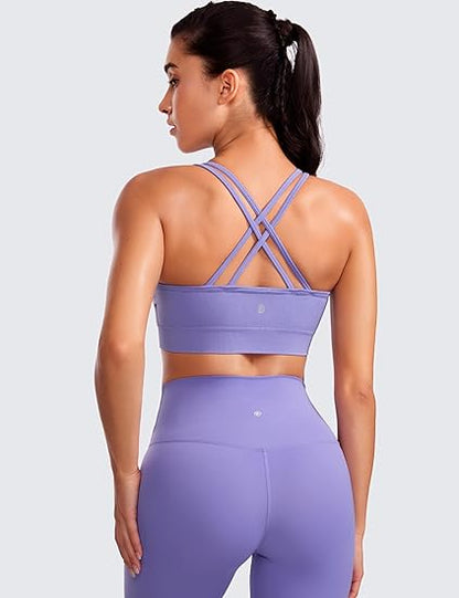 Womens Seamless Strappy Longline Sports Bra