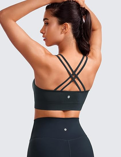 Womens Seamless Strappy Longline Sports Bra