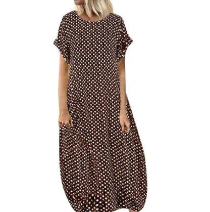 🔥Polka Dot Print Short Sleeve Plus Size Dress1