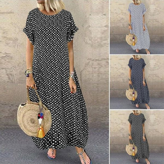 🔥Polka Dot Print Short Sleeve Plus Size Dress1