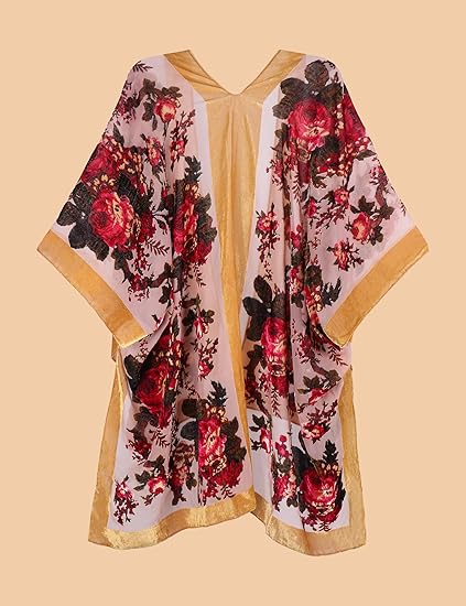 Women's Burnout Velvet Kimono Long Cardigan Cover Up