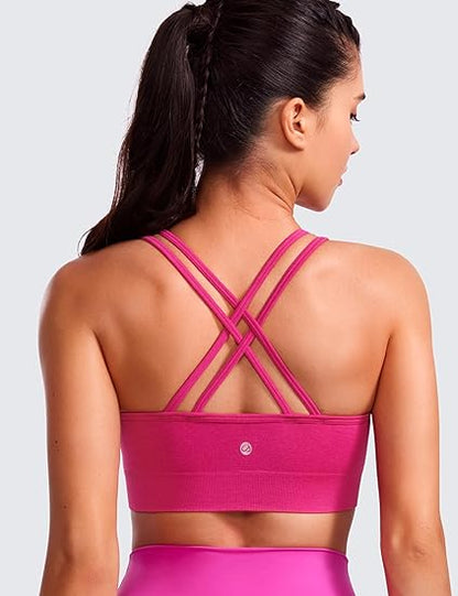 Womens Seamless Strappy Longline Sports Bra