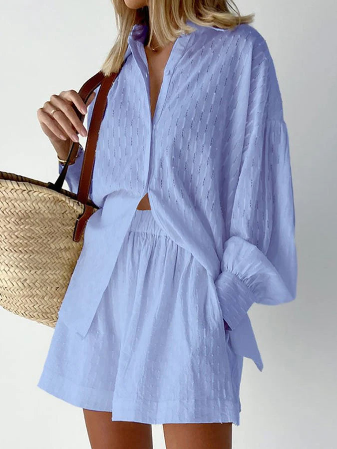 Loose Casual Puff Sleeve Suit