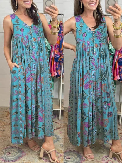 Last Day 49% OFF🔥Vintage Floral Printed Loose Jumpsuit Romper