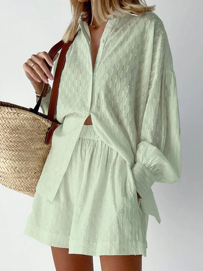 Loose Casual Puff Sleeve Suit