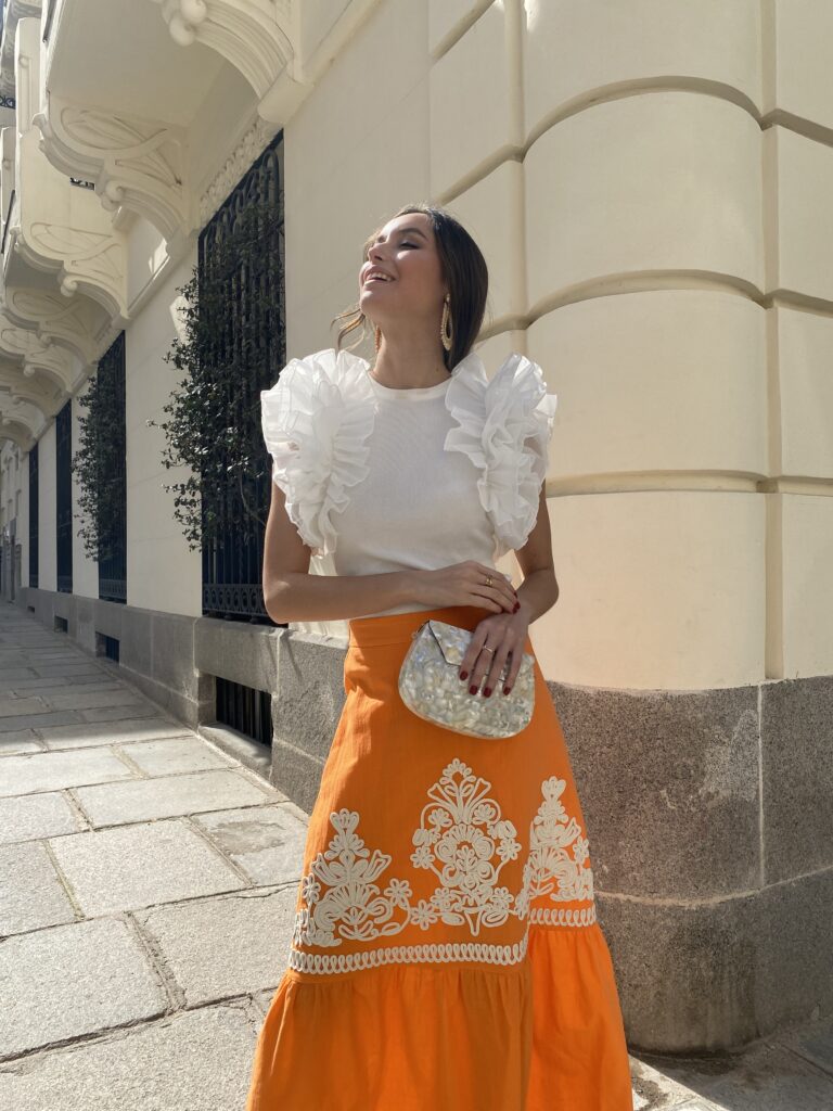 CARTAGENA EMBROIDERED SKIRT NOIR