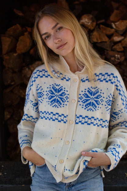 Women's Blue and White Knitwear