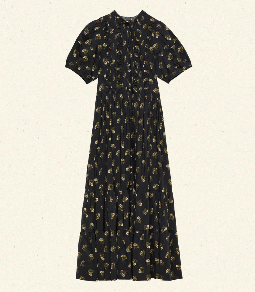 Women's V-neck Printed Long Dress