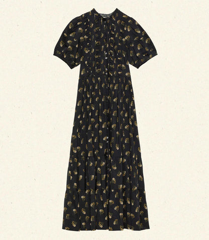 Women's V-neck Printed Long Dress