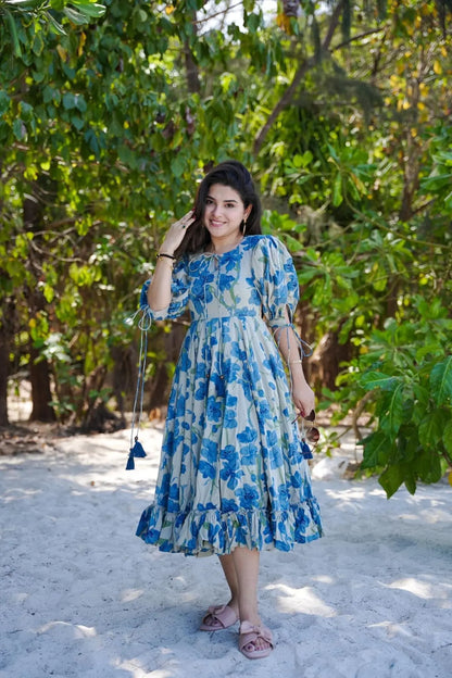 AZURE BLOOM COTTON DRESS