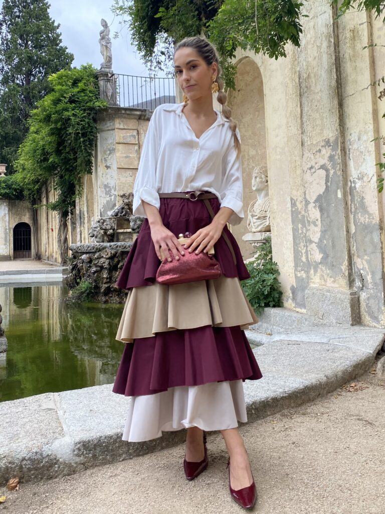 Burgundy Taffeta Ruffle Halter Dress