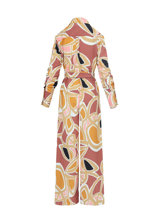 Elegant Printed Drawstring Jumpsuit