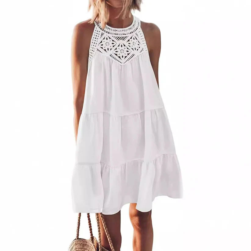 Lace Hollow Summer Sleeveless Short Dresses