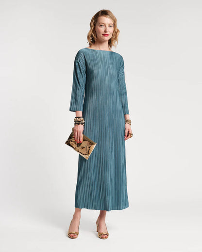 Slinky Pleated Maxi Dress French Blue