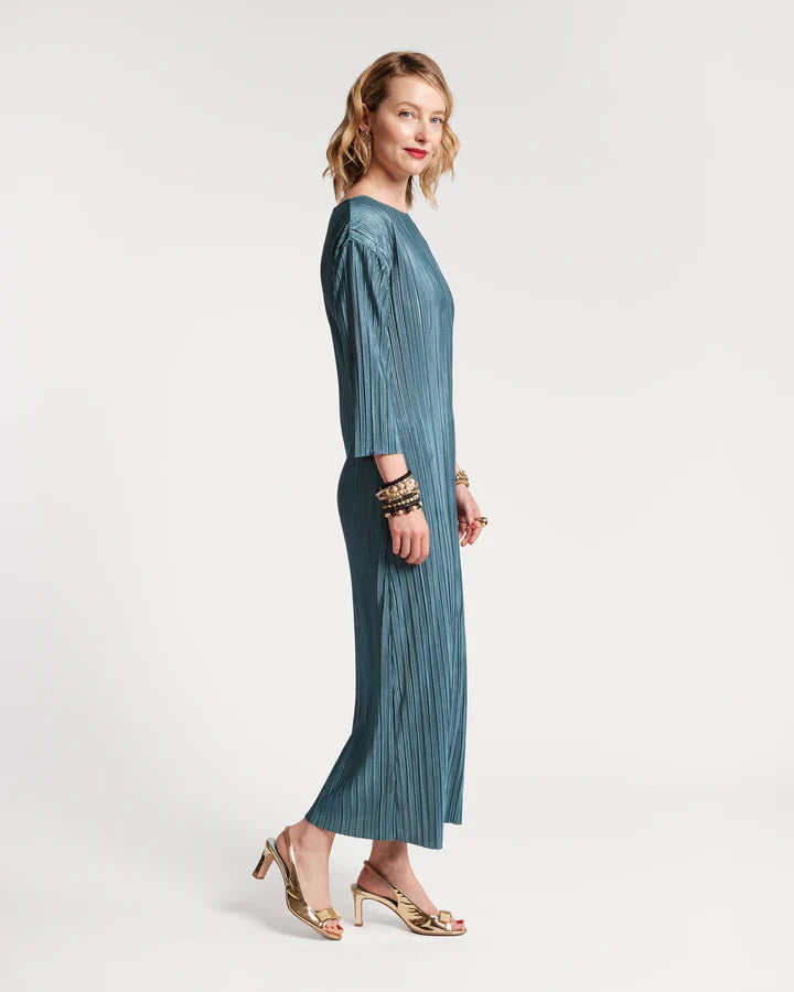 Slinky Pleated Maxi Dress French Blue