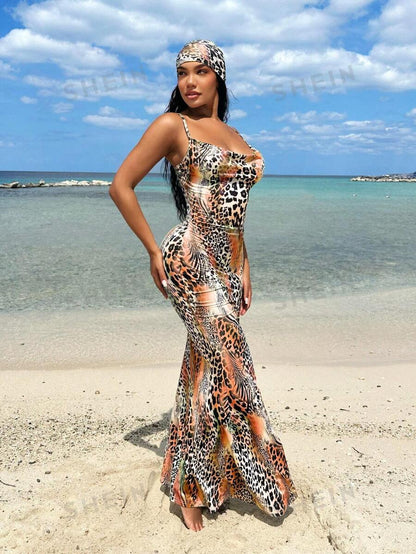 Women's Fashionable Butterfly Printed Sexy Summer Resort Dress