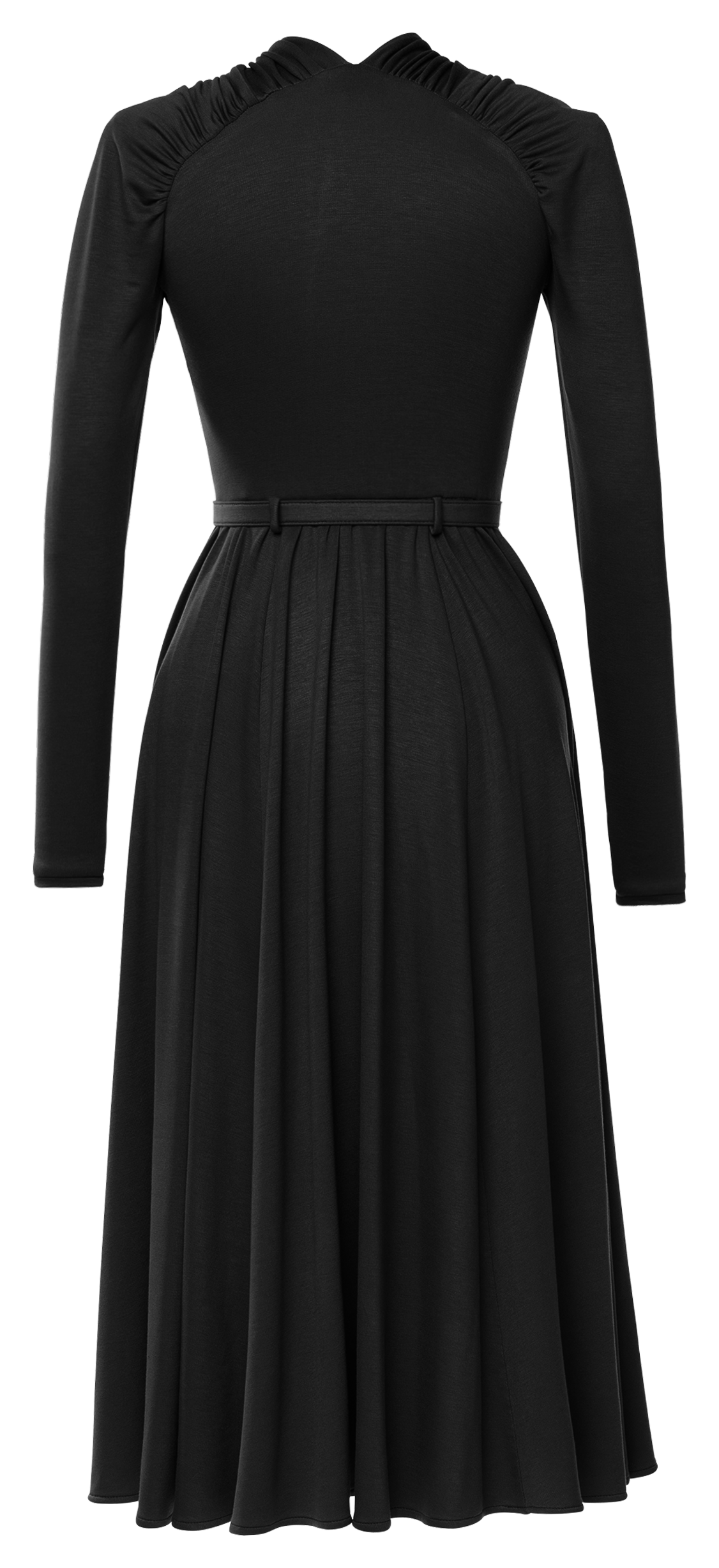 Women's Black Belted Strapless Dress